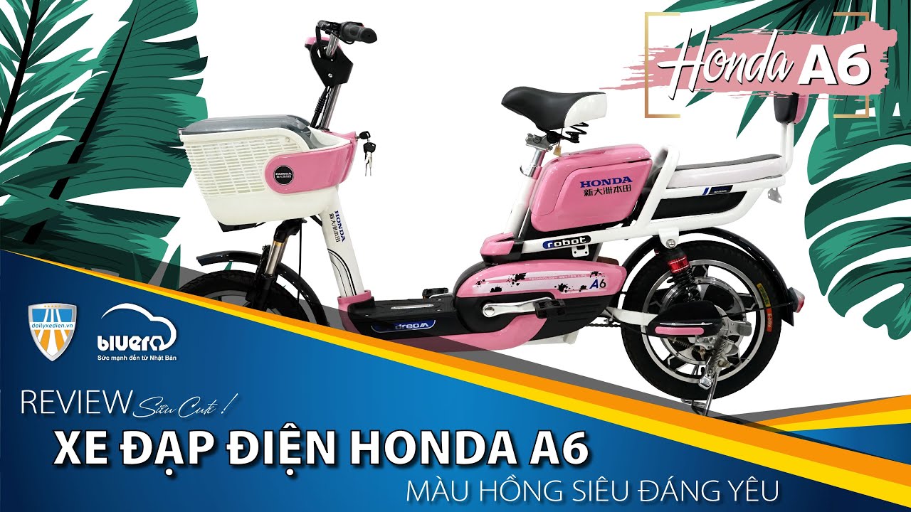 SIÊU CUTE: Xe đạp điện Honda A6 phiên bản màu Hồng Bling Bling đốn tim mọi cô gái
