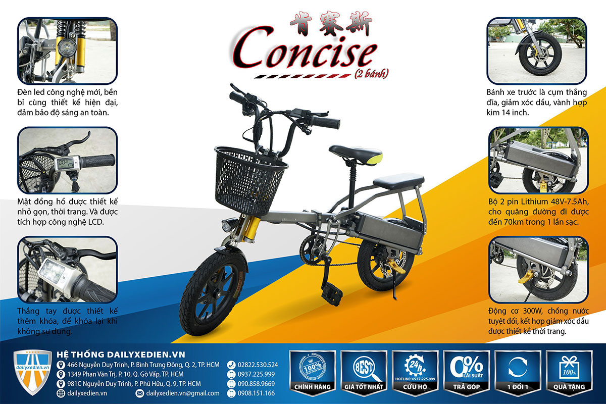 XE DIEN CONCISE 2BANH TT 01 - Mẫu xe đạp điện gấp giá rẻ công nghệ hiện đại nhất hiện nay tại Việt Nam