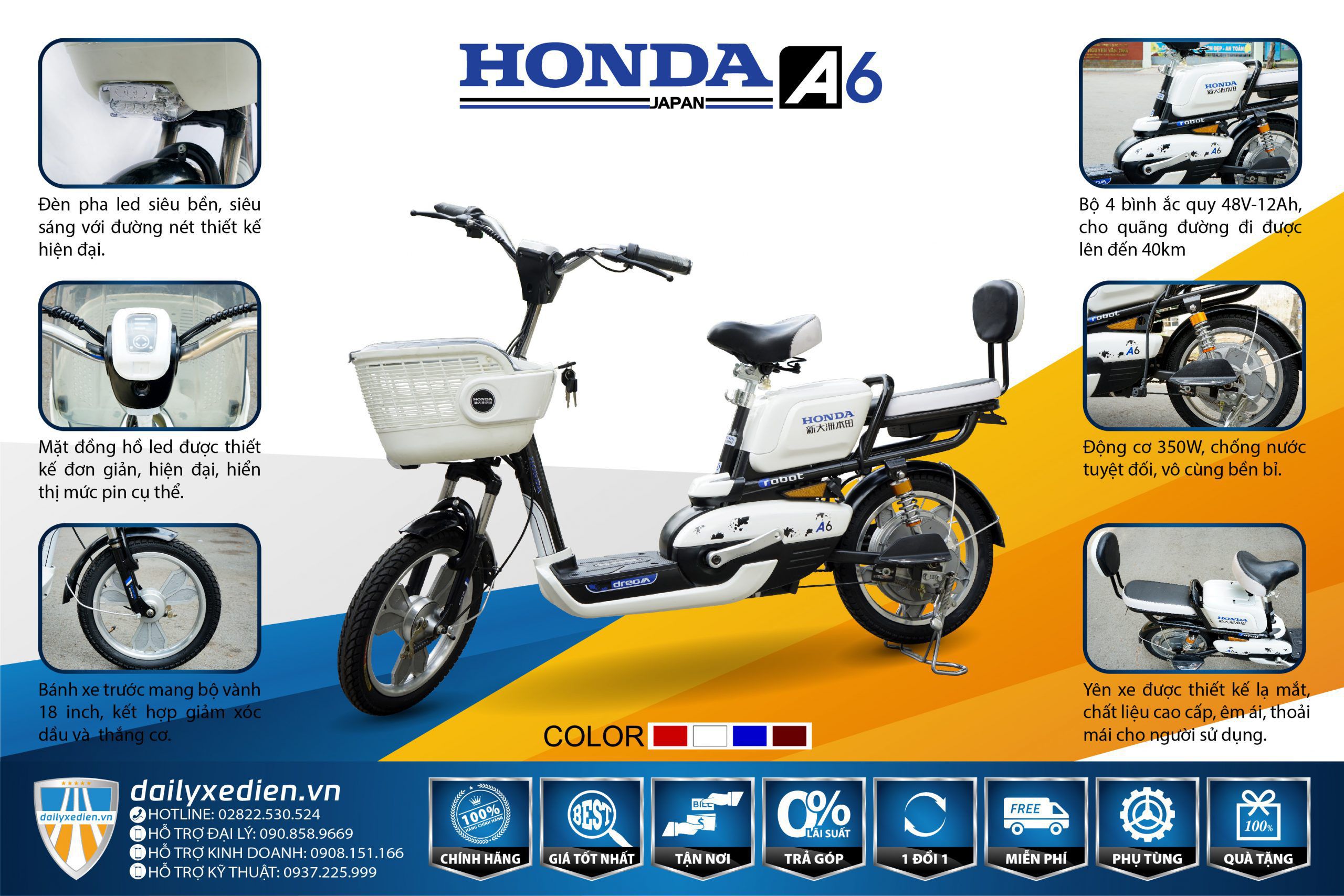 xe dap dien honda a6 new TT 01 scaled - Xe đạp điện Honda A6 mẫu mới Robot