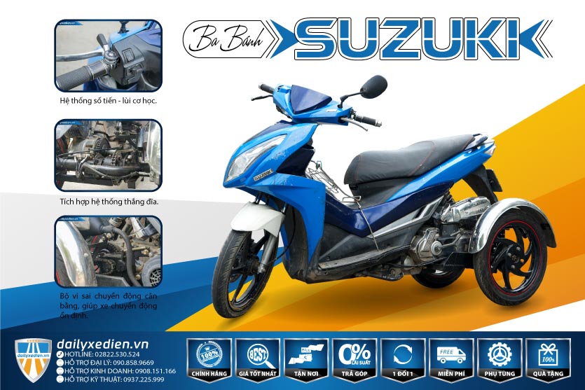 Xe máy ba bánh chạy xăng Suzuki