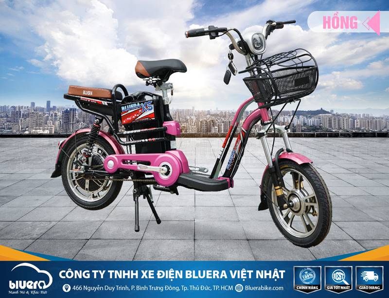 Xe đạp điện màu hồng Bluera XS 