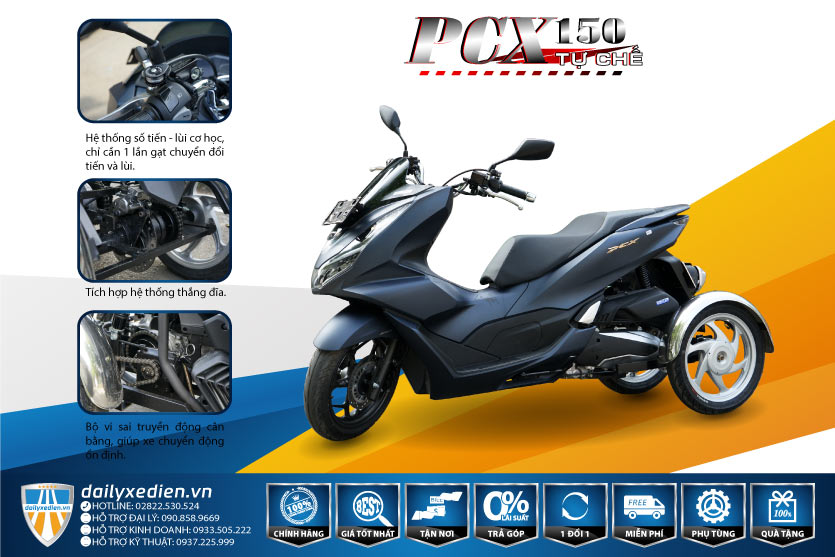 Honda PCX converted three-wheeler