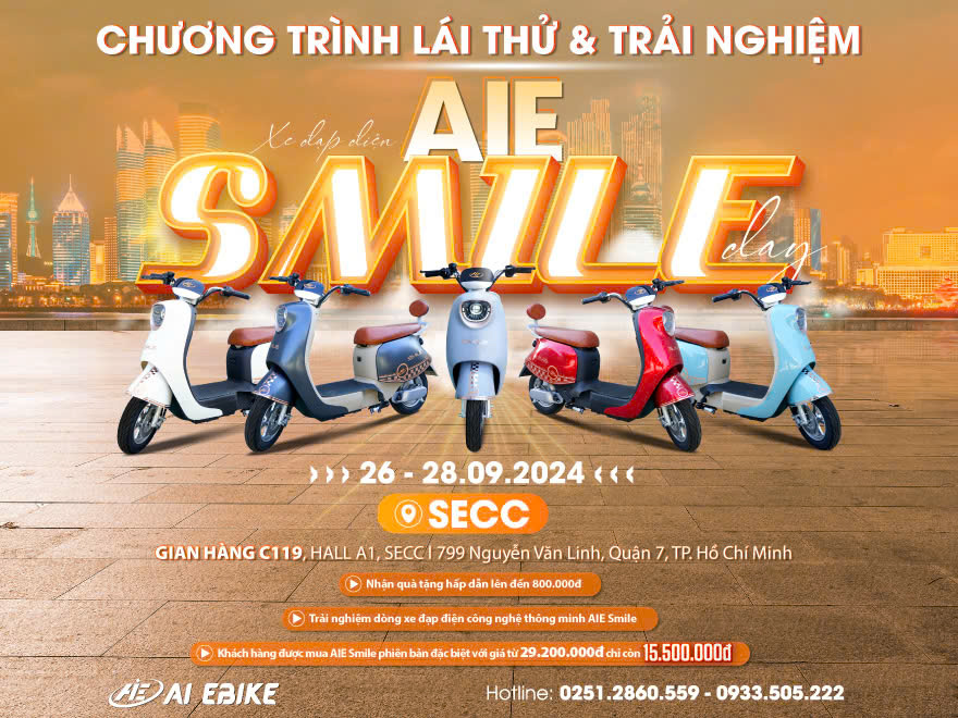 Sự kiện trải nghiệm xe đạp điện AIE Smile Day tại TP.HCM, tháng 09/2024