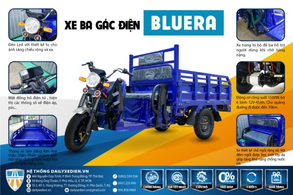 xe ba gác điện chở hàng Bluera