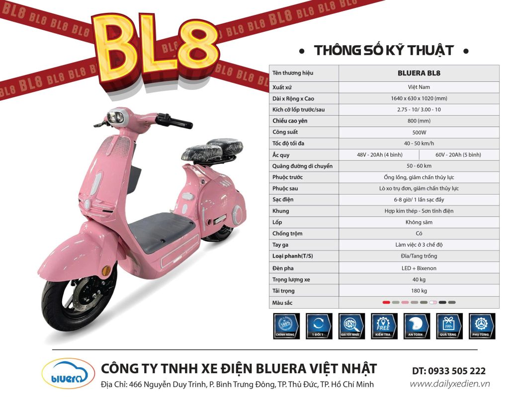 Thông số kỹ thuật xe đạp điện Bluera BL8