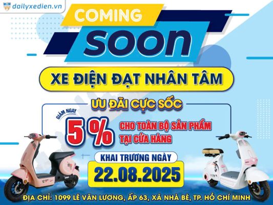 Coming soon cửa hàng xe điện chính hãng Đạt Minh Tâm tại TP. Hồ Chí Minh.