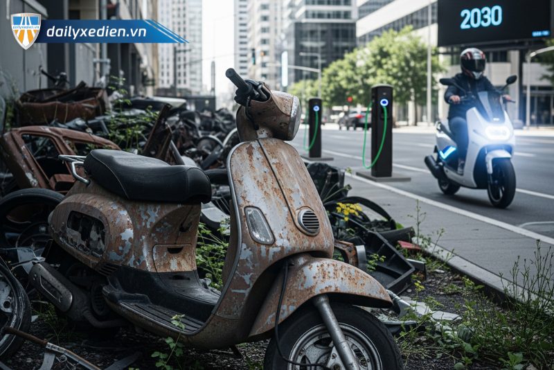 Hình ảnh minh họa xe điện và xe xăng
