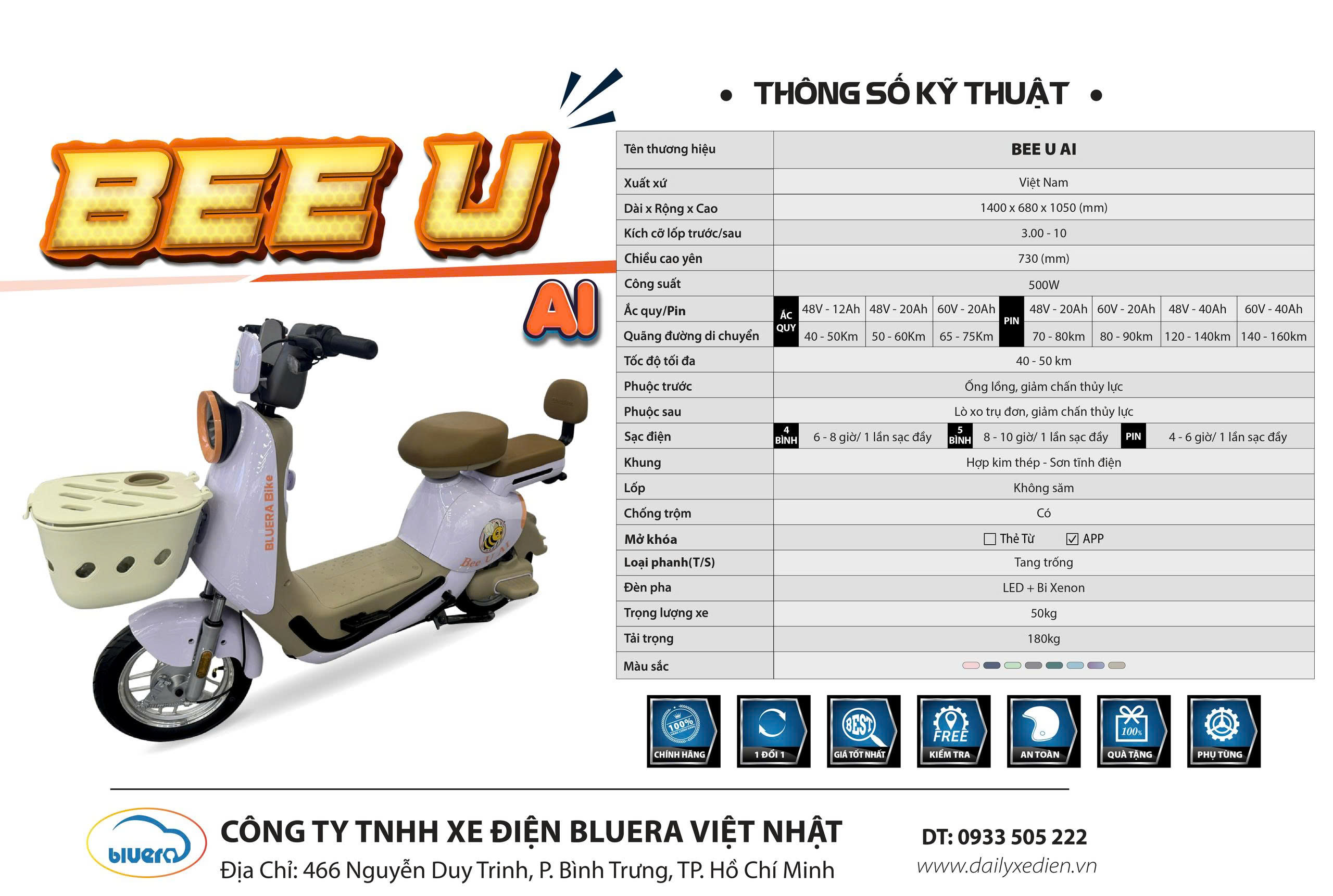Thông số kỹ thuật Bluera Bee U
