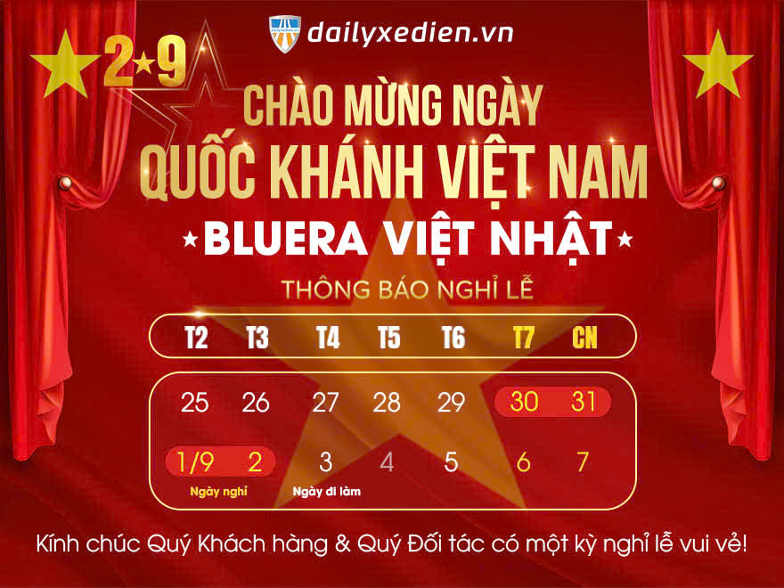 Đại Lý Xe Điện Thông Báo Lịch Nghỉ Lễ Quốc Khánh 2/9